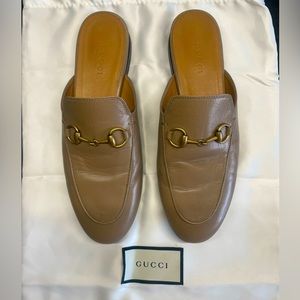Gucci horsebit taupe mules